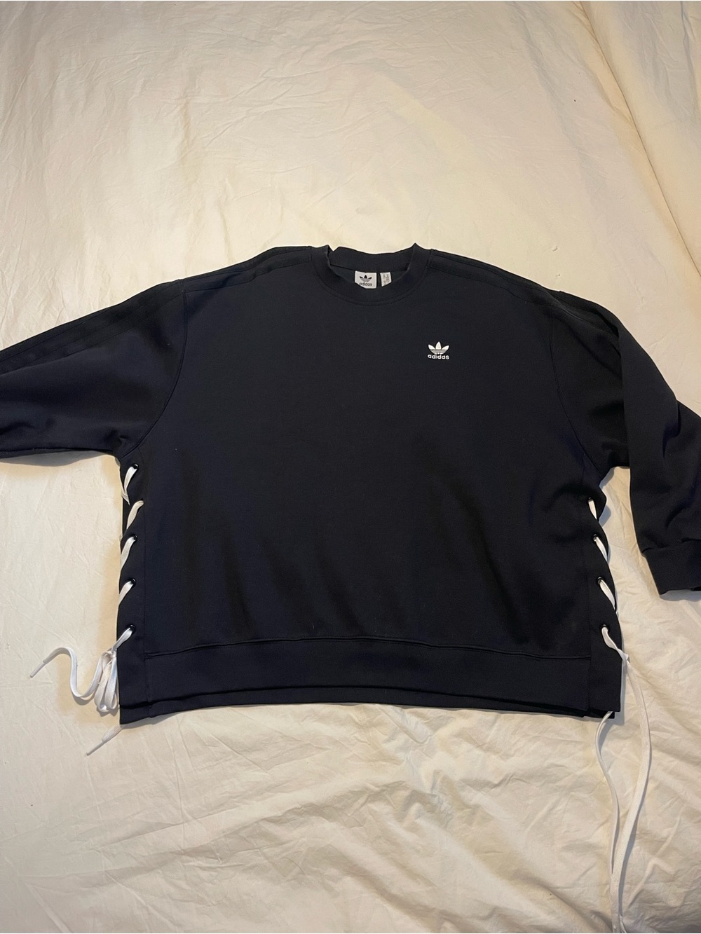 adidas Originals Women’s Black Lace-Up Side Sweatshirt Size M